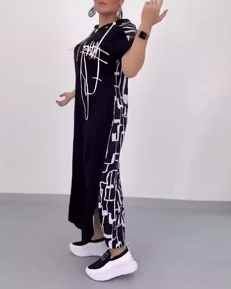 Robe Fermeture Éclair Mi-longue Lâche Contrastée