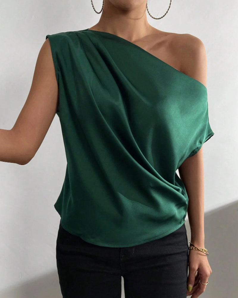 Blouse Unie Hors Épaule Sans Manches