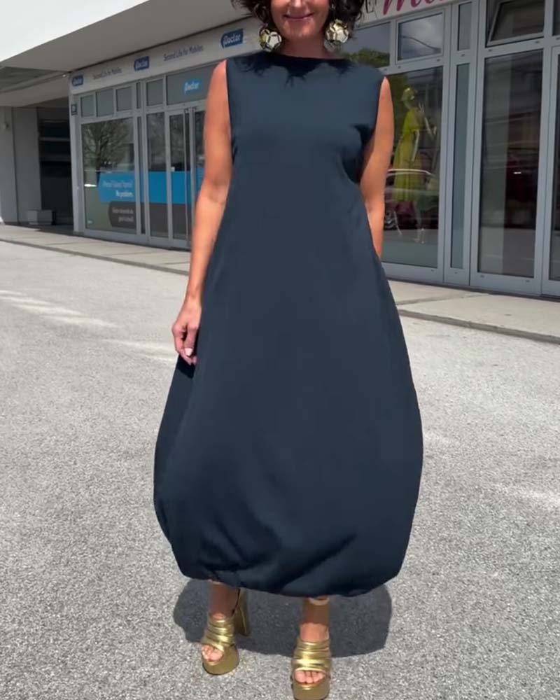 Robe Col Mock Sans Manches Lâche