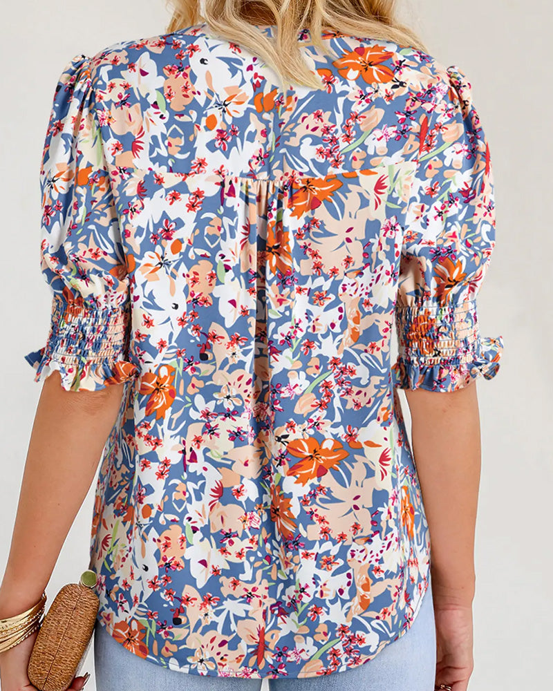 Chemisier Élégant Petit Imprimé Floral