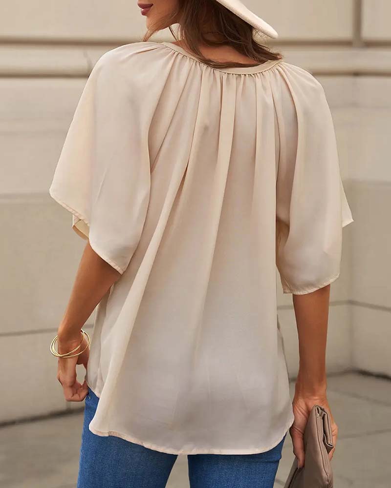 Haut Coupe Ample Uni Col V