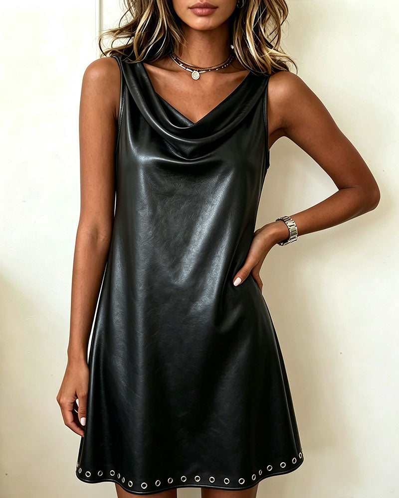 Robe Col Drapé Sans Manches Décontractée