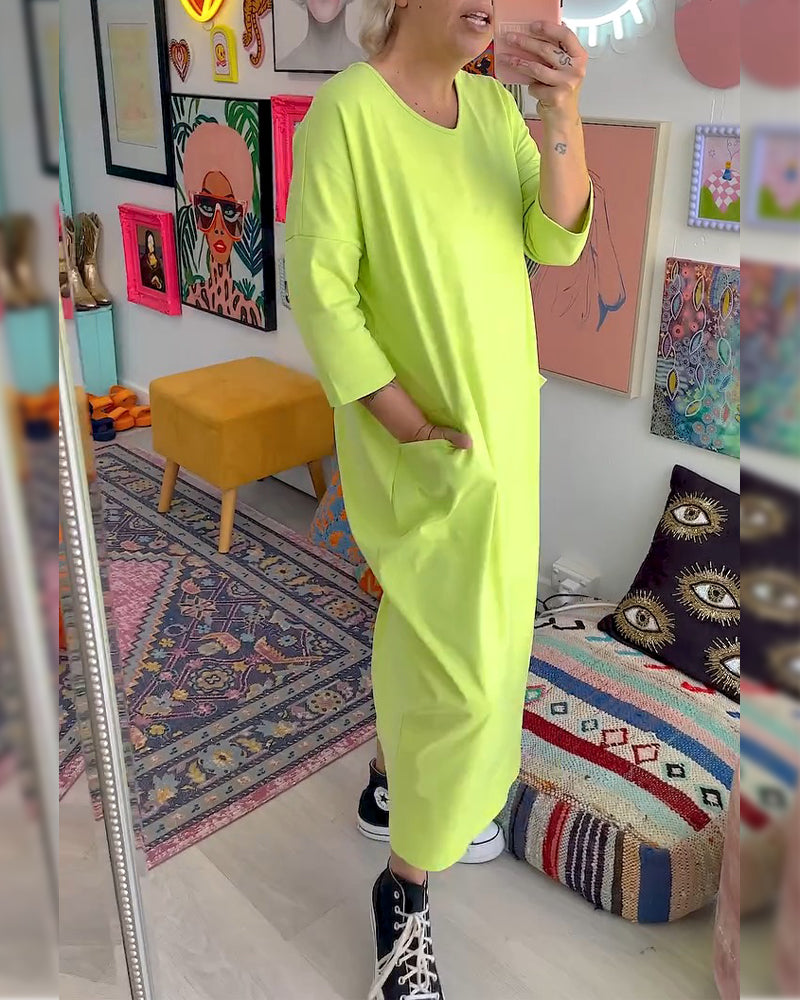 Robe Manches Courtes Poche T-Shirt