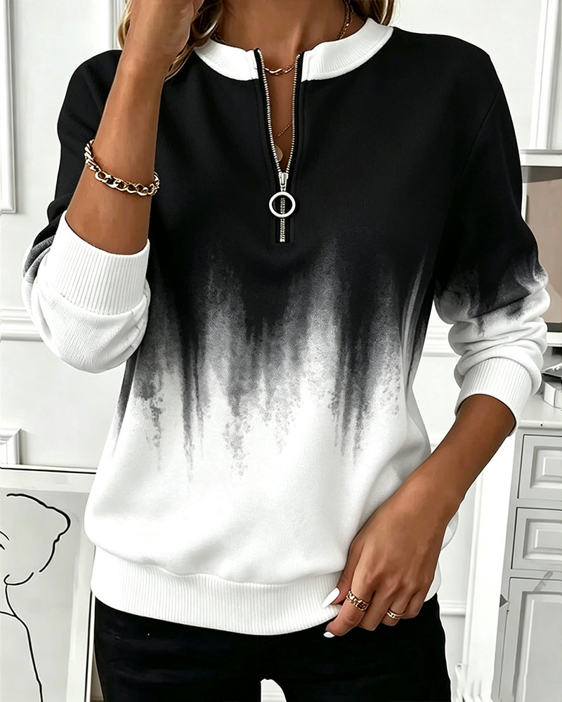 Sweat‑shirt Décontracté Dégradé Manches Longues