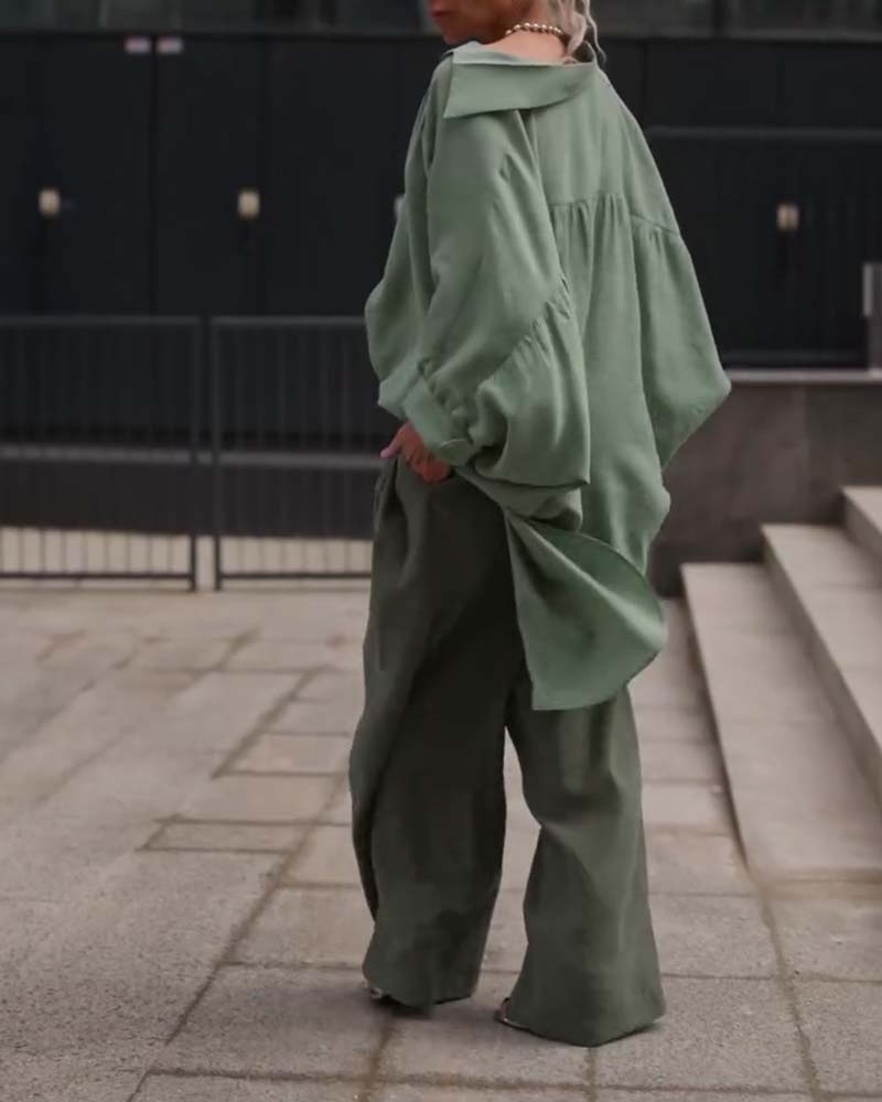 Chemise Décontractée Uni Manches Longues
