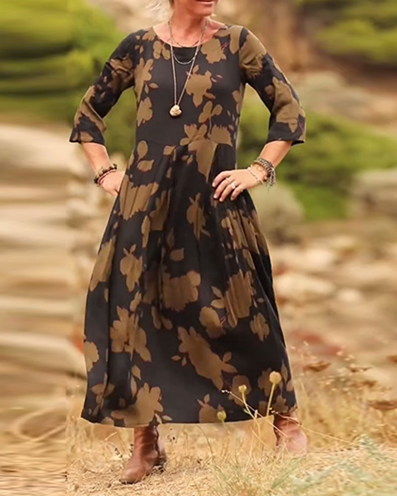 Robe tempérament rétro imprimée