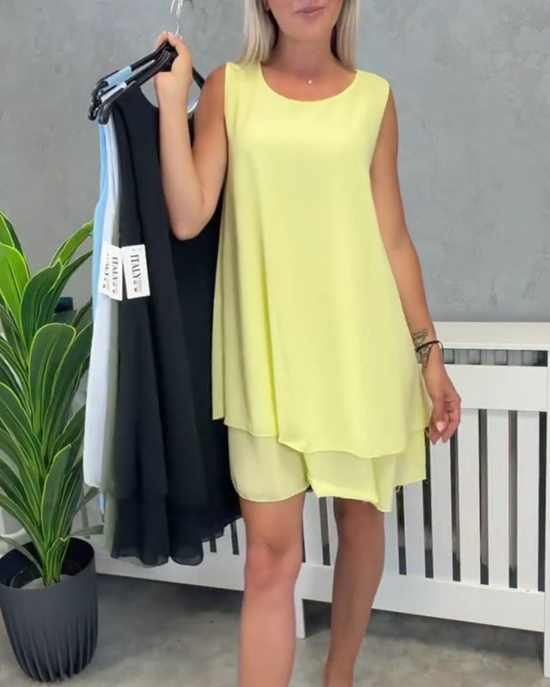 Robe Sans Manches Unie Décontractée