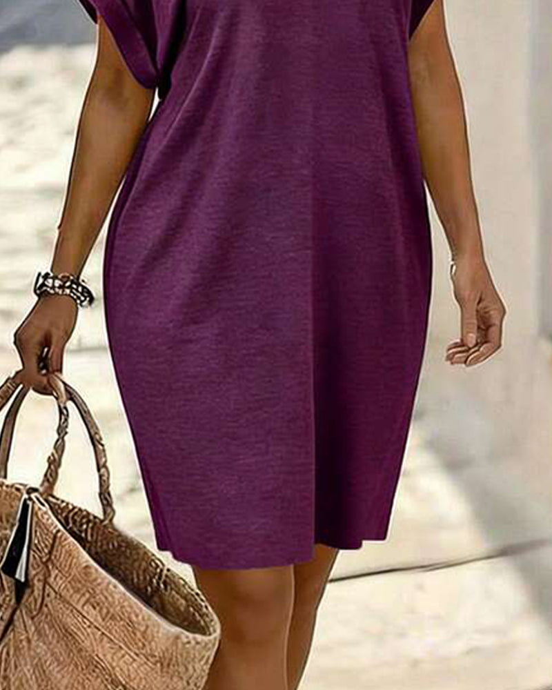 Robe Col V Manche Courte T-Shirt
