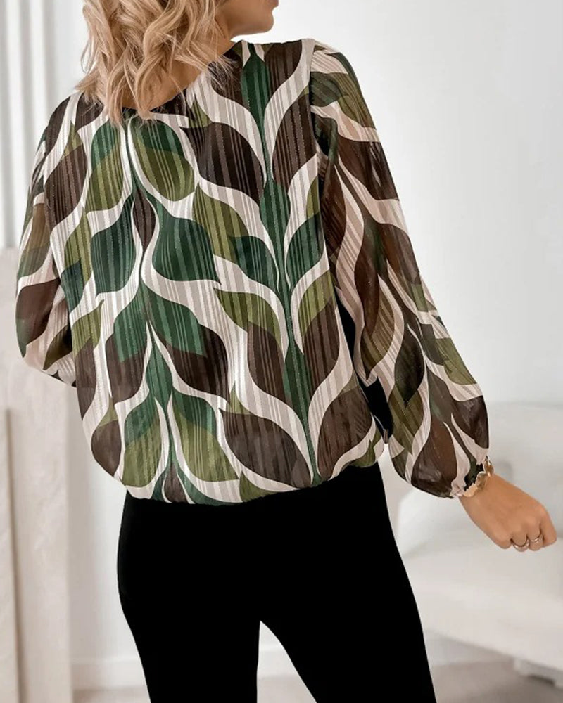 Blouse À Manches Ballon Et Col Rond
