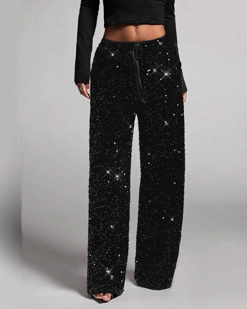 Pantalon Mode Cordon De Serrage Jambe Droite