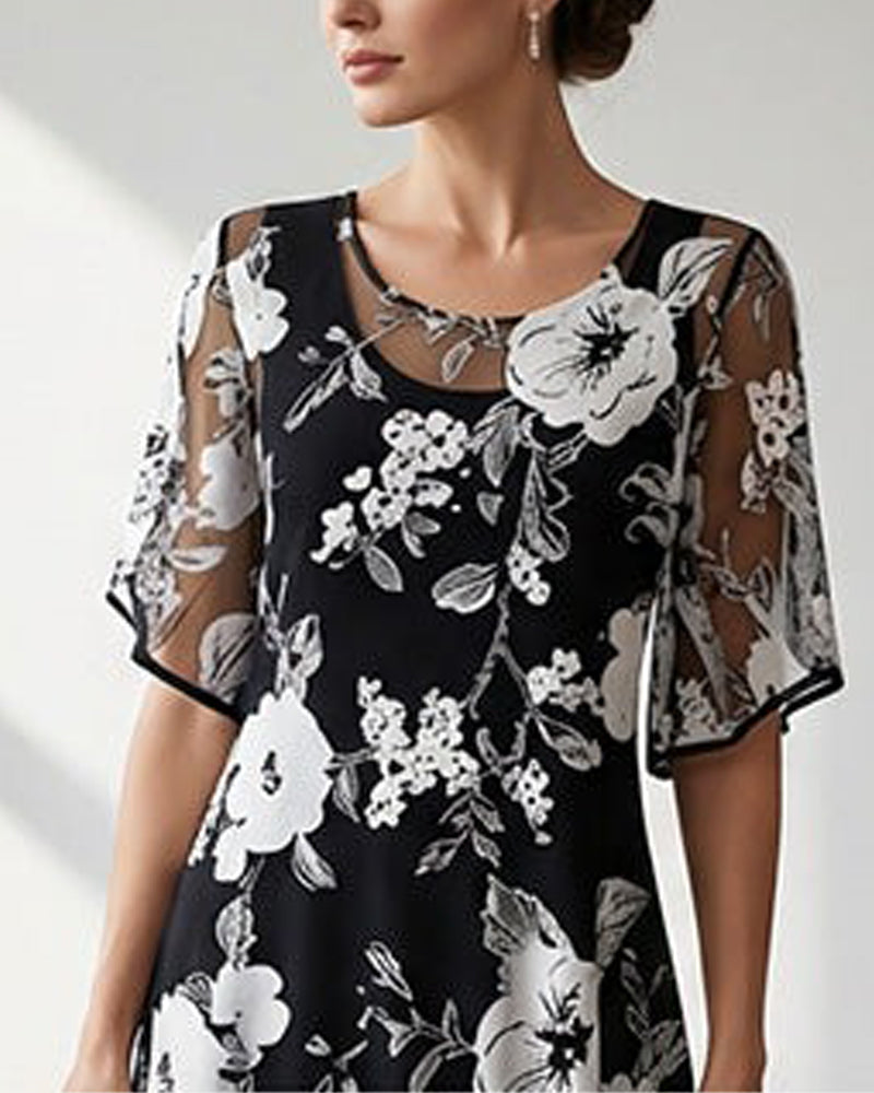 Robe Col Rond Floral