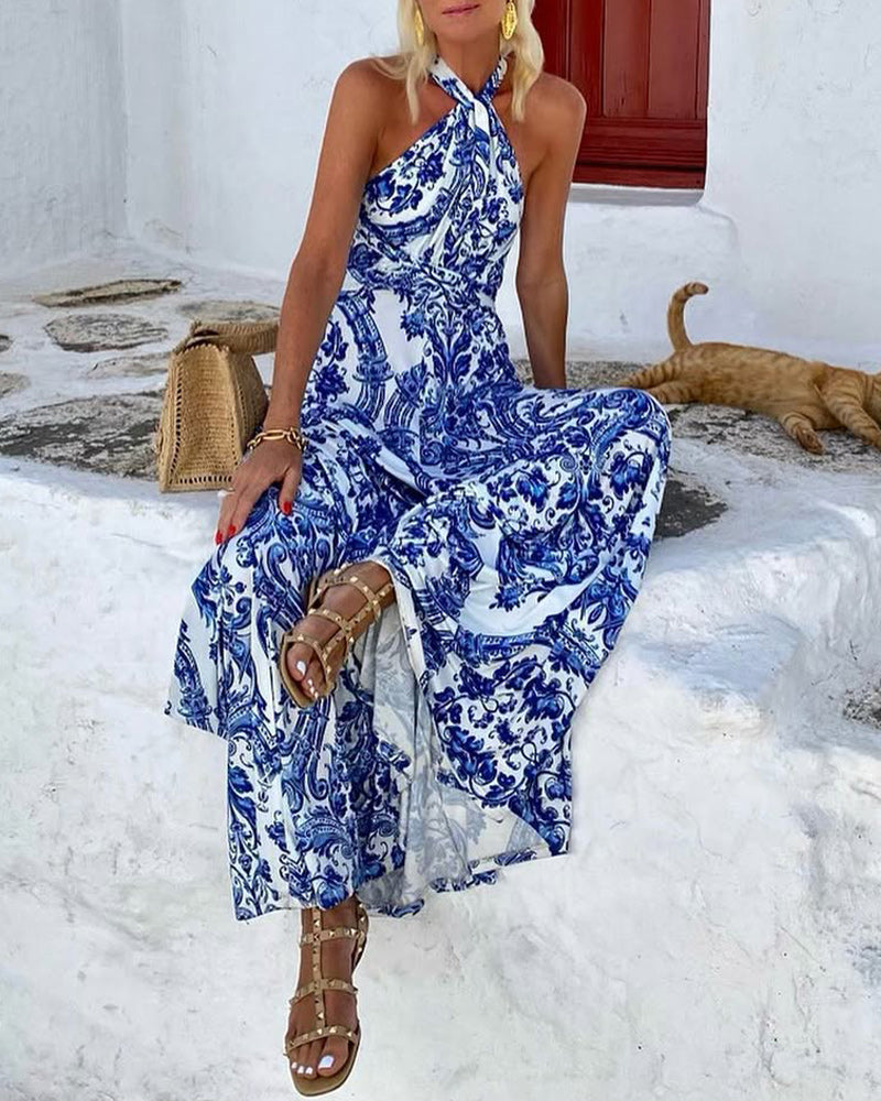 Robe Airy sans col Fleur de cajou Longue