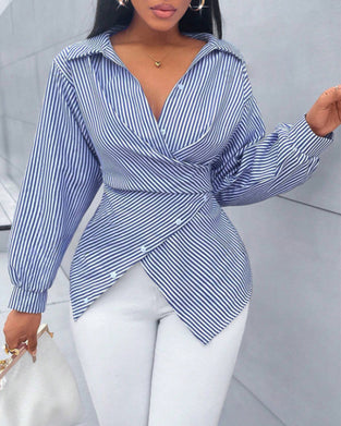 Blouse Rayure Cravate Manche Longue