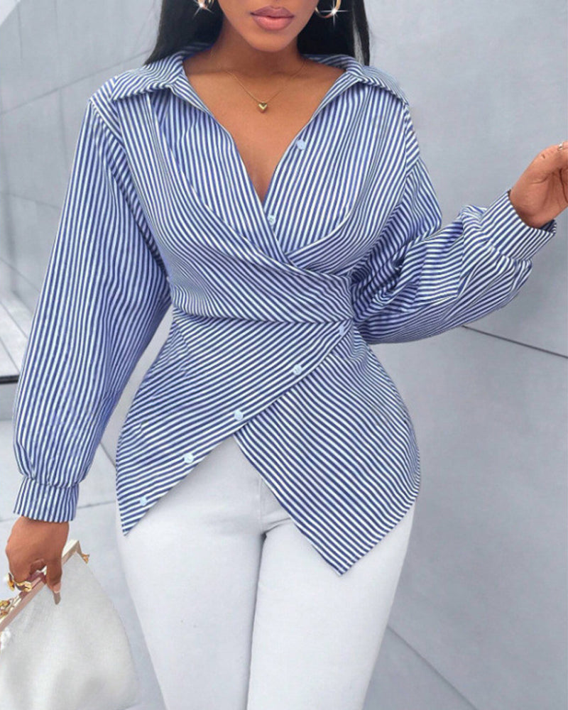 Blouse Rayure Cravate Manche Longue