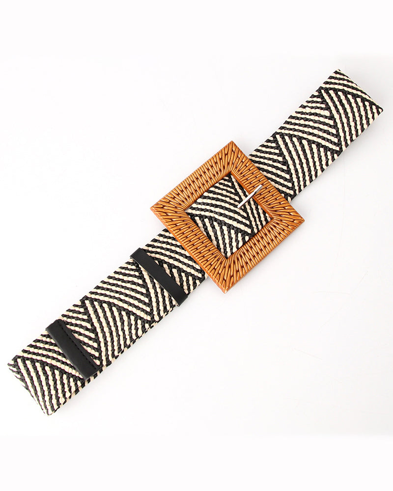 Ceinture élastique pour femme tissée d'herbe