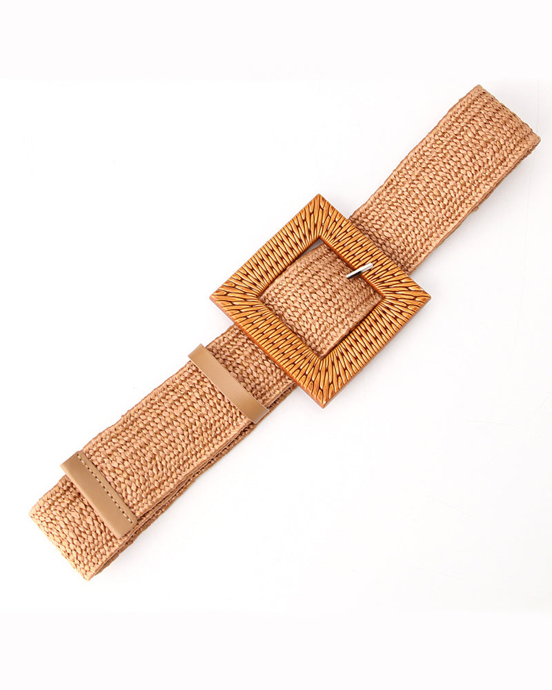 Ceinture élastique pour femme tissée d'herbe