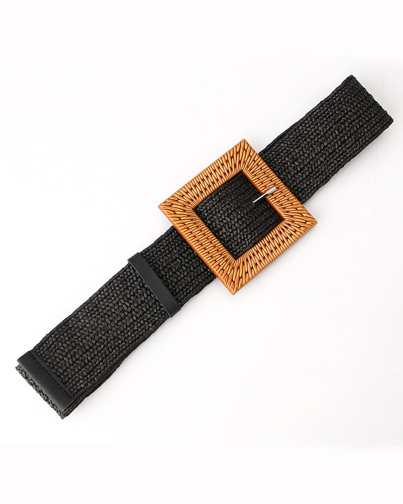 Ceinture élastique pour femme tissée d'herbe