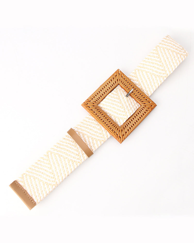 Ceinture élastique pour femme tissée d'herbe